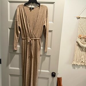 Lulu's Tan Knit Jumpsuit